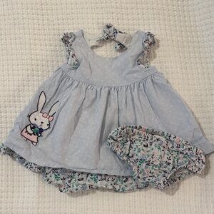 Adorable Blue Bunny Baby Girl Dress Set